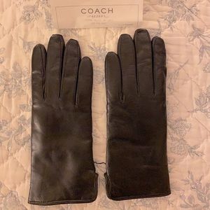 Coach black leather gloves